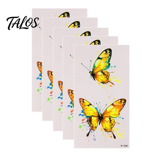 Talos 5 Sheets Butterfly Tattoo Stickers, Waterproof Temporary Flower Tattoos, Colorful Face Body Tattoos for Parties Night Club Music Festival