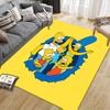The Simpsons Flannel Pattern Square Carpet,Area Rug,Carpet Rug for Living Room Bedroom Sofa Playroom Decor,Non-slip Floor Mat