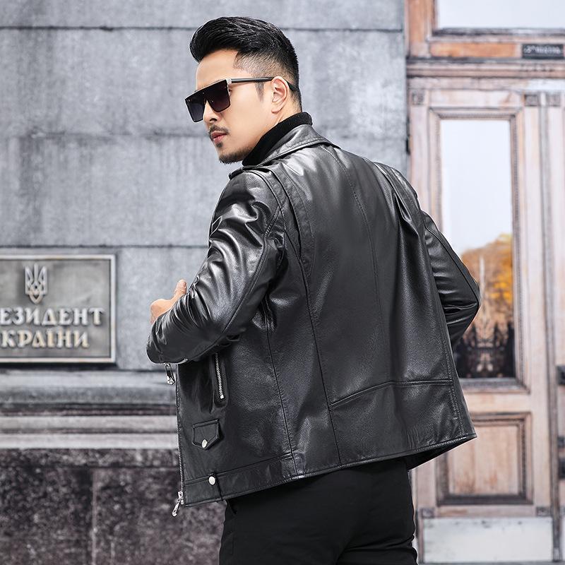 Leather Jacket First Layer Cowhide Jacket Trendy Men Fashion Locomotive Fur Jacket