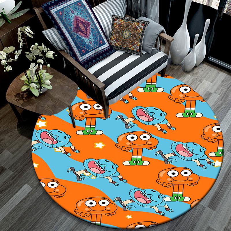 Der Erstaunliche Welt von Gumball Muster runder Teppich, Teppich für Wohnzimmer Schlafzimmer Spielzimmer, Rutschfeste Fußmatte, Feiertagsgeschenke und Geburtstagsgeschenke.