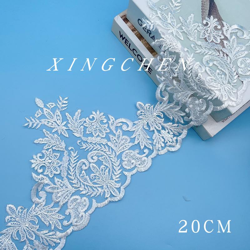 20Cm Flat Embroidery Embroidery Lace, Wedding Veil Jewelry Handmade Material Skirt Fabric White Lace