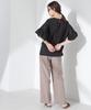 Nano Universe Floral Lace Top with Balloon Size F Women's Sleeves, Black, 010, 673-5124314