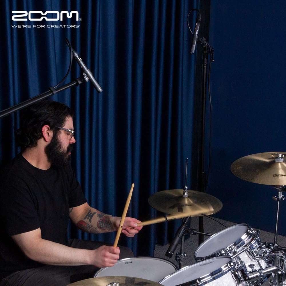ZOOM ZPC-1 Pencil-Style Condenser Microphones (Set of 2) for Stereo Recording, Drums, Overheads, Acoustic Guitar, and Other Instruments, Lightweight [