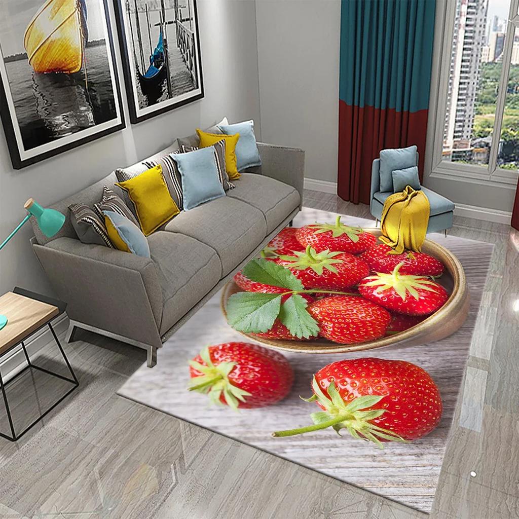 Strawberry Carpet Fresh Fruit Rug Kitchen Doormat Living Room Bedroom Floor Rug Bathroom Non-slip Foot Mat Entrance Hall Carpet