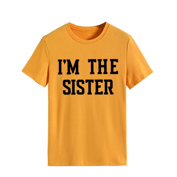 "I'M THE SISTER" Letter Print Women's Short-Sleeve T-Shirt - European & US Style Cross-Border Fashion.