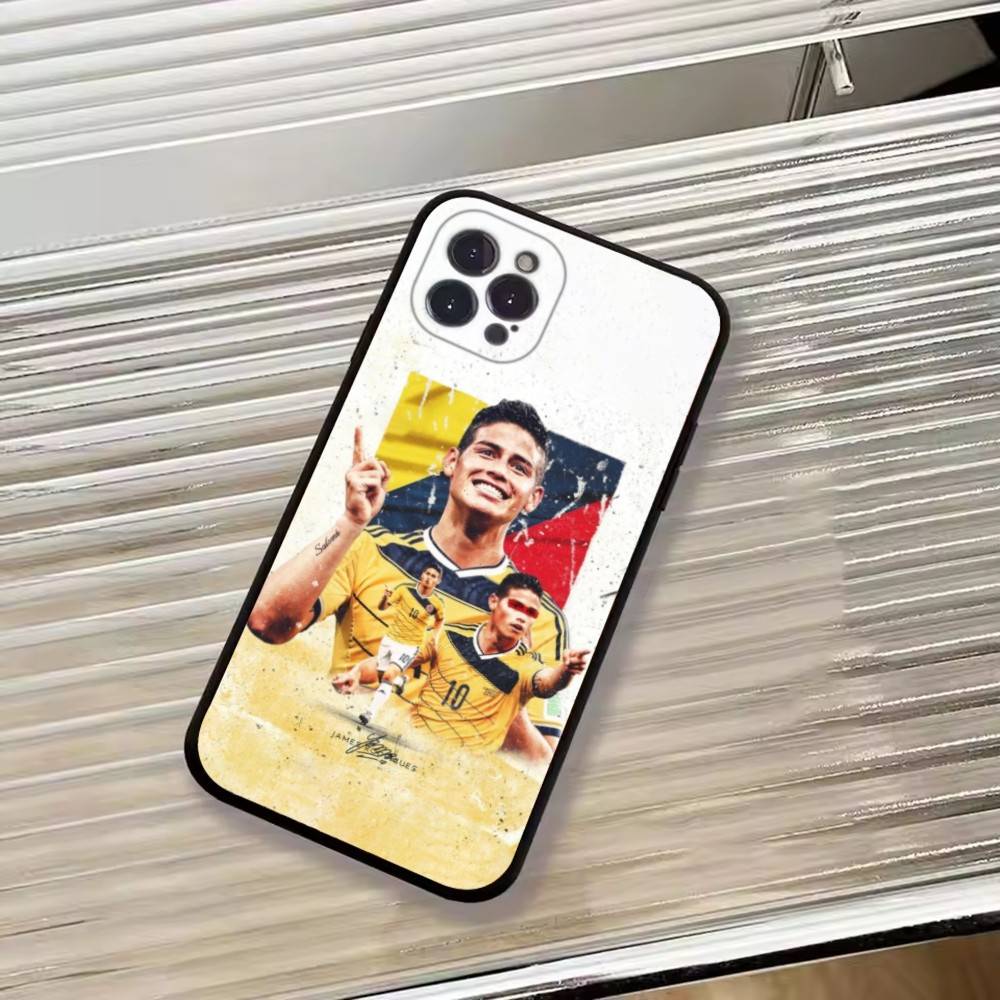 Football J-James Rodriguez Phone Case For iPhone 17,16,15,14,13,12,11 Plus,Pro Max,XS,Soft Silicone Black Cover