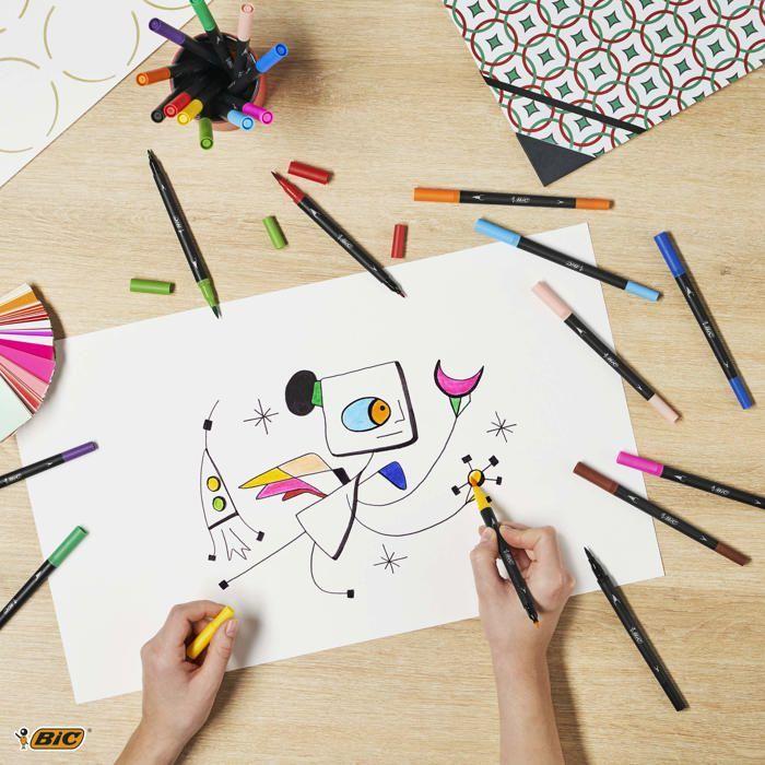 Marqueurs - BIC - Intensity - 12 Pièces - Multicouleur - Double Pointe