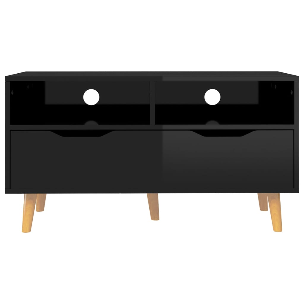 Vidaxl Szafka Tv, Czarna, Wysoki Połysk, 90X40X48,5 Cm