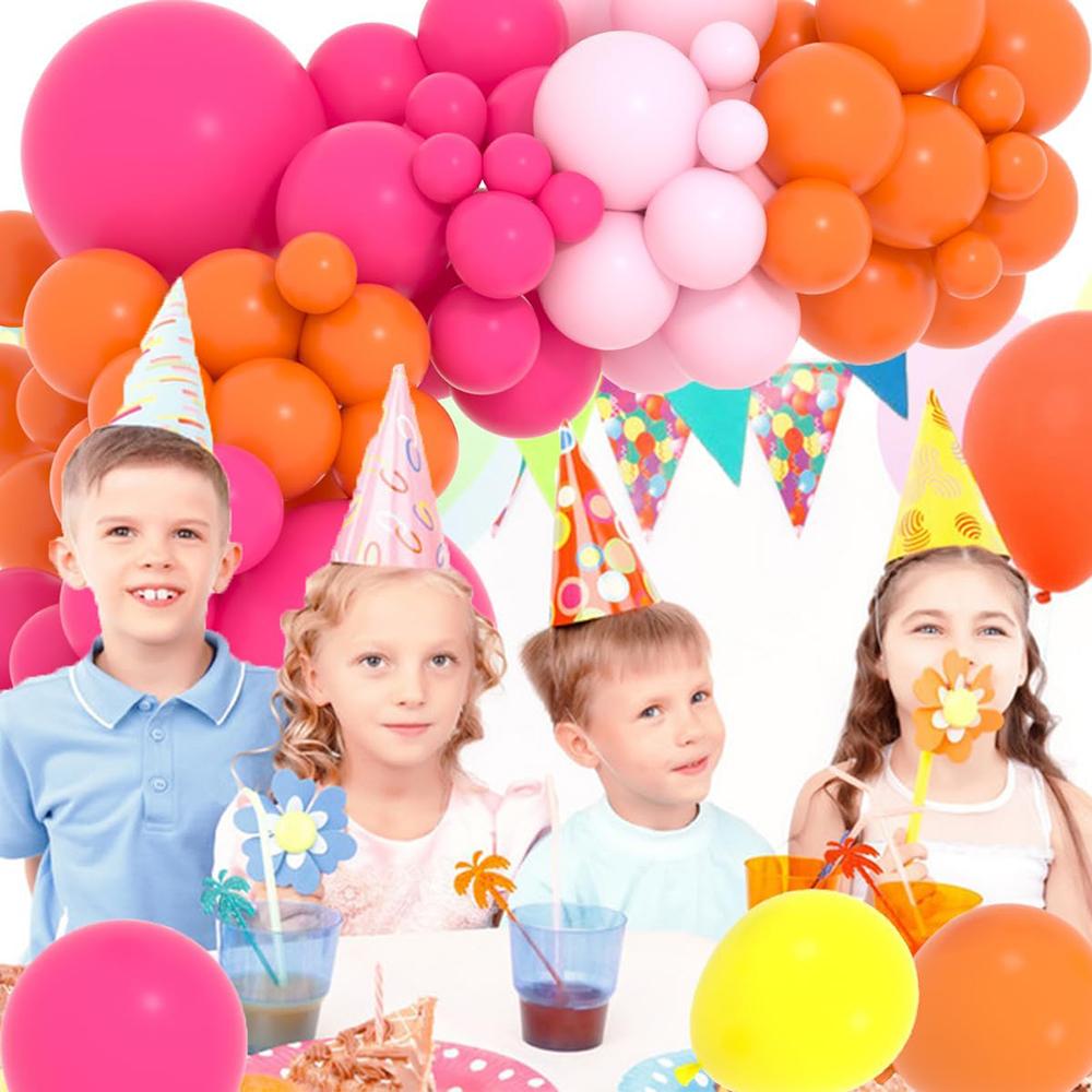 Pink Balloons Garland Rose Red Orange Balloon Arch Kit Bride Shower Wedding Home Kid Birthday Party Graduation Decoration Globos