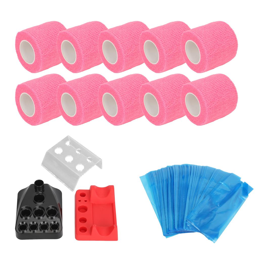 10pcs Tattoo Pen Elastic Bandage 200pcs Blue Tattoo Machine Pen Covers 3pcs Tattoo Ink Cup Holder