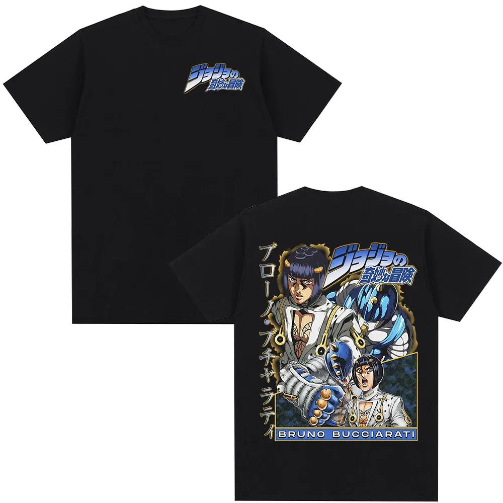

Anime JoJo Bizarre Adventure T-shirt Bruno Buccellati Manga T-shirts Men s Women Cotton Summer Short Sleeves T Shirt Streetwear S чёрный