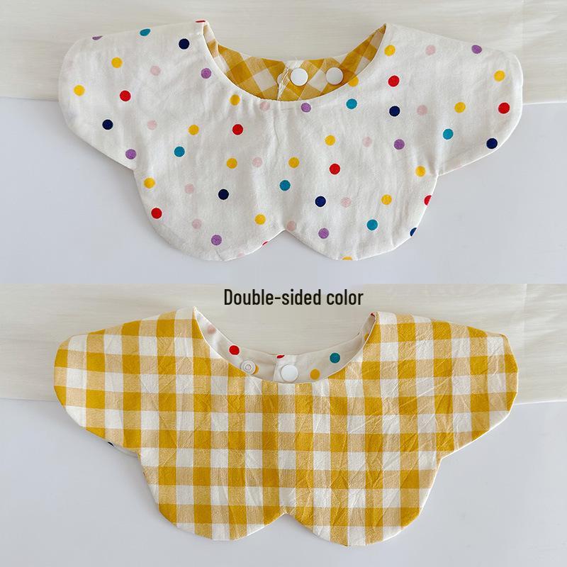 Korean Style Double-Sided Gauze Baby Drool Bib - Newborn Petal Design, Breathable