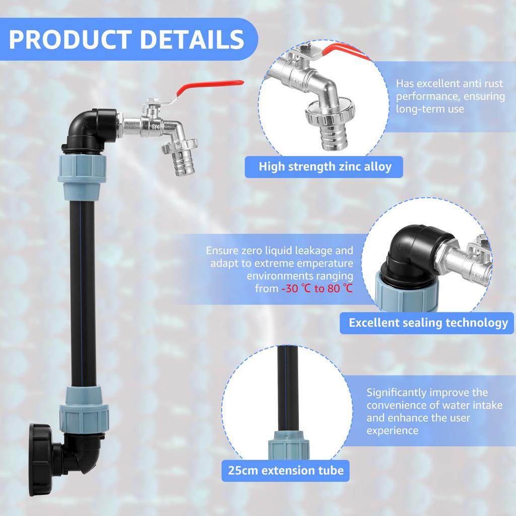IBC Tank Svanhals med 3/4 Tums Utloppskran Regnvattentunna Utloppskran IBC Tank Tillbehör Zinklegering för 1000L Regnvattentank