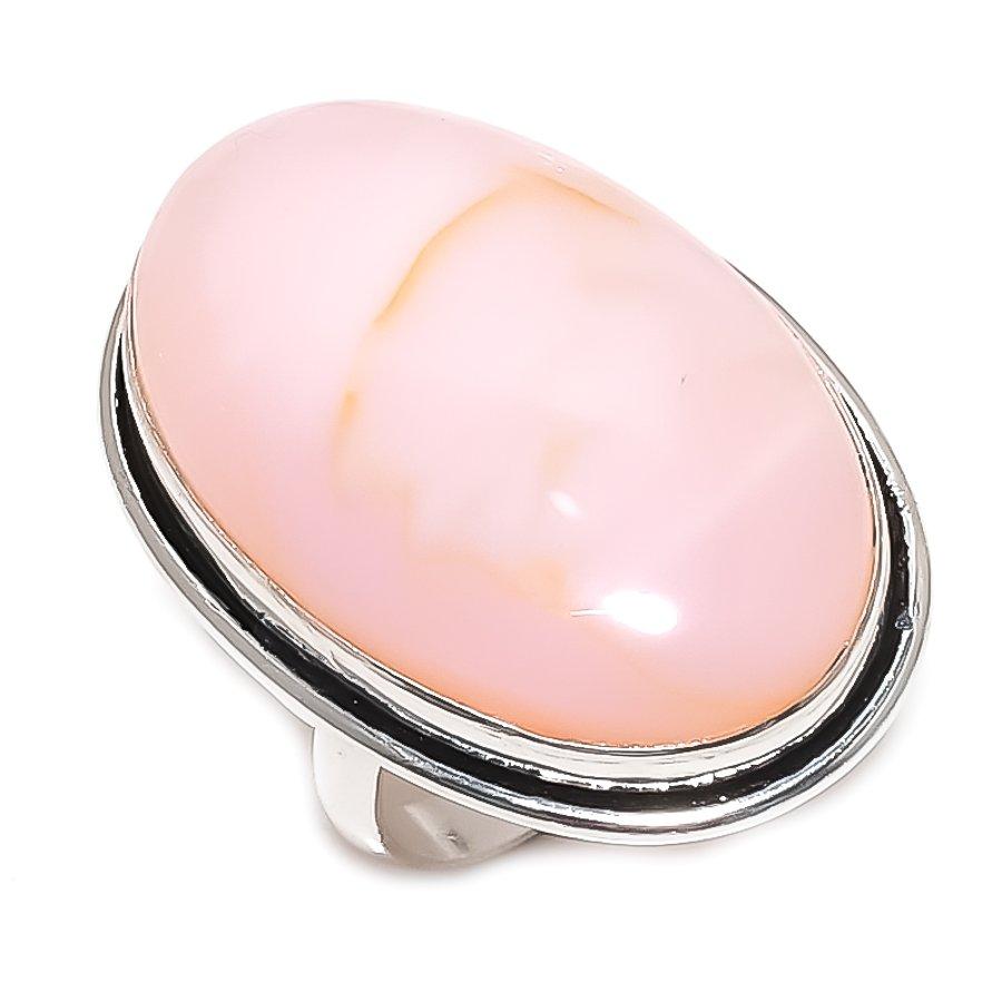 

Natural Pink Opal Gemstone Handmade 925 Sterling Silver Jewelry Ring Size 8 c2m85