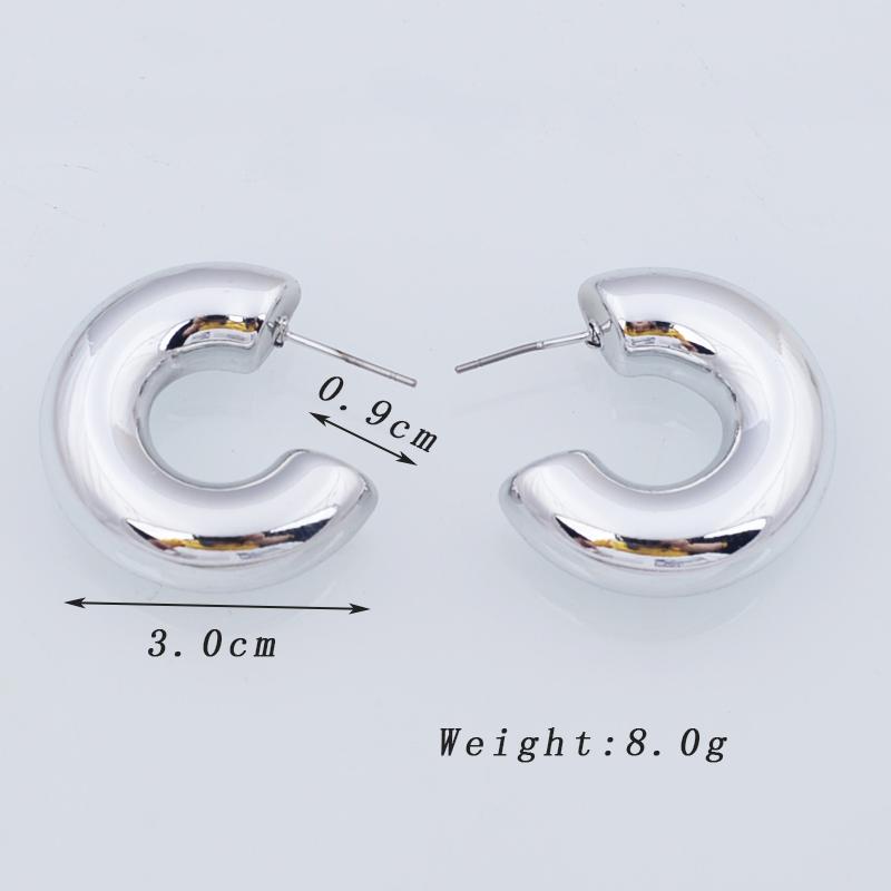 

Golden Copper Color Smooth C Shape Drop Earings for Women Chunky Open Round Circle Dangle Earrings Trendy Vintage Zircon