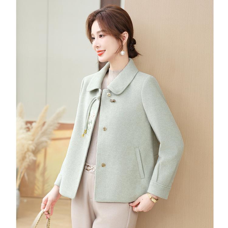 Mom's Autumn Wool Coat New Style Middle-aged and Elderly Women's Spring and Autumn Temperament New Chinese Style Wool Top