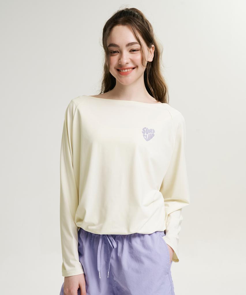 Leijibi Cotton Candy String Oversized Women'S Long Sleeve Rash Guard Coconut Milk