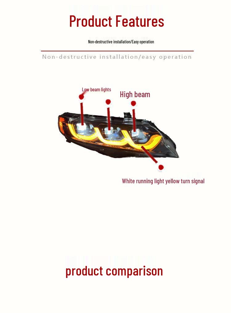LED Projector Headlight Assembly with DRLs & Flowing Turn Signals for 06-11 Honda Civic 8th Gen