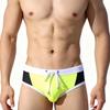 Heren Laag Uitgesneden Zwembroek Nylon Mesh Paneel Sneldrogend Elastische Contour Zakje Sexy Kleurblok Zwemkleding Voor Mannen
