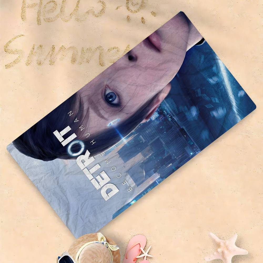 

D-Detroit B-Become H-Human Microfiber Printed Beach Towel Mountain Climbing Yoga Beach Swimming Running Absorbent Soft Towel W40*H60(CM)