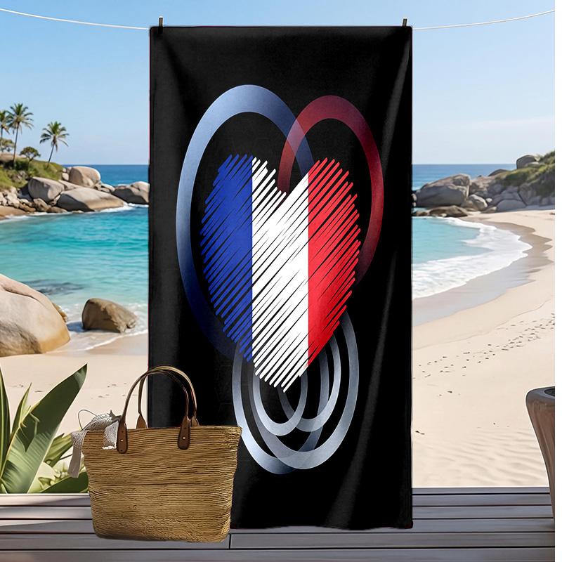 France Football Print Beach Towel Quick Dry Super Absorbent Soft Bath Towel for Swimming Beach Travel Fan Souvenir Gift