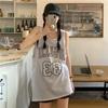 Internet Celebrity Sleeveless T-shirt Medium and Long Suspender Vest Skirt Women's Summer and Korean Version Loose