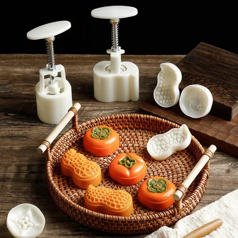 50g Novel Peanut Crisp Moon Cake Mold Persimmon Cookie Cutter Stamp Frame Cake Pastry Dessert Kitchen Accessories Tools