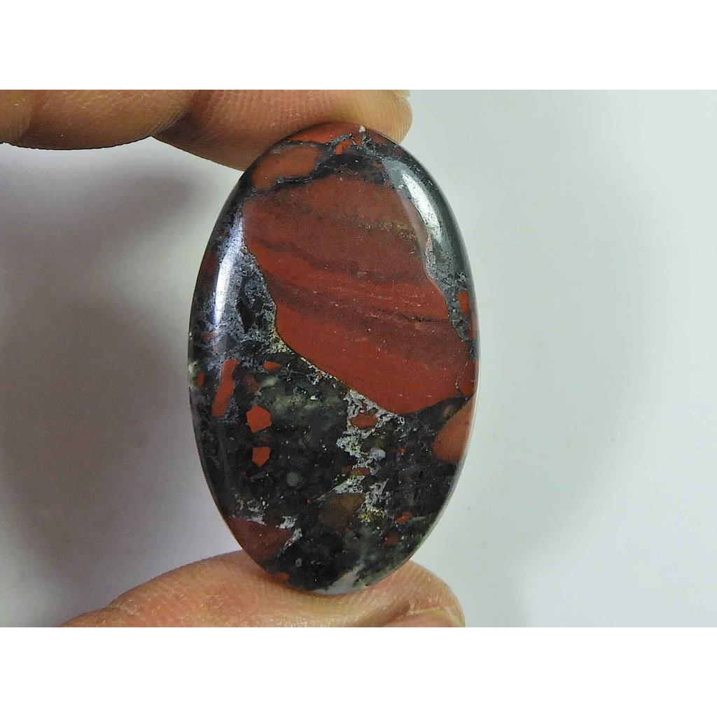 Natürlicher Blutstein-Palmkristall, 30 Karat. Ovaler Cabochon, loser Edelstein, 23 x 37 mm, SK-2617