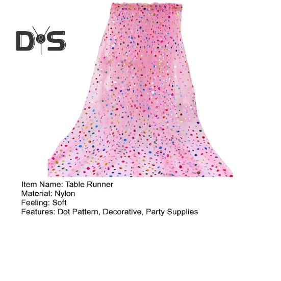 150CM Colorful Dot Tulle Table Runner French Sheer Round Dot Mesh Long Rectangle Wedding Bridal Shower Party Dining Table Cover Kitchen Supplies