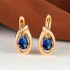 Charm Female Rainbow Blue Zircon Stone Hoop Earrings Vintage Gold Color Wedding Jewelry For Women