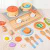 Wooden Kitchen Toy Wooden Tableware Food Sets Toy Role Play Educational Cosplay Preschool Gifts for Kids Kitchen Accessories