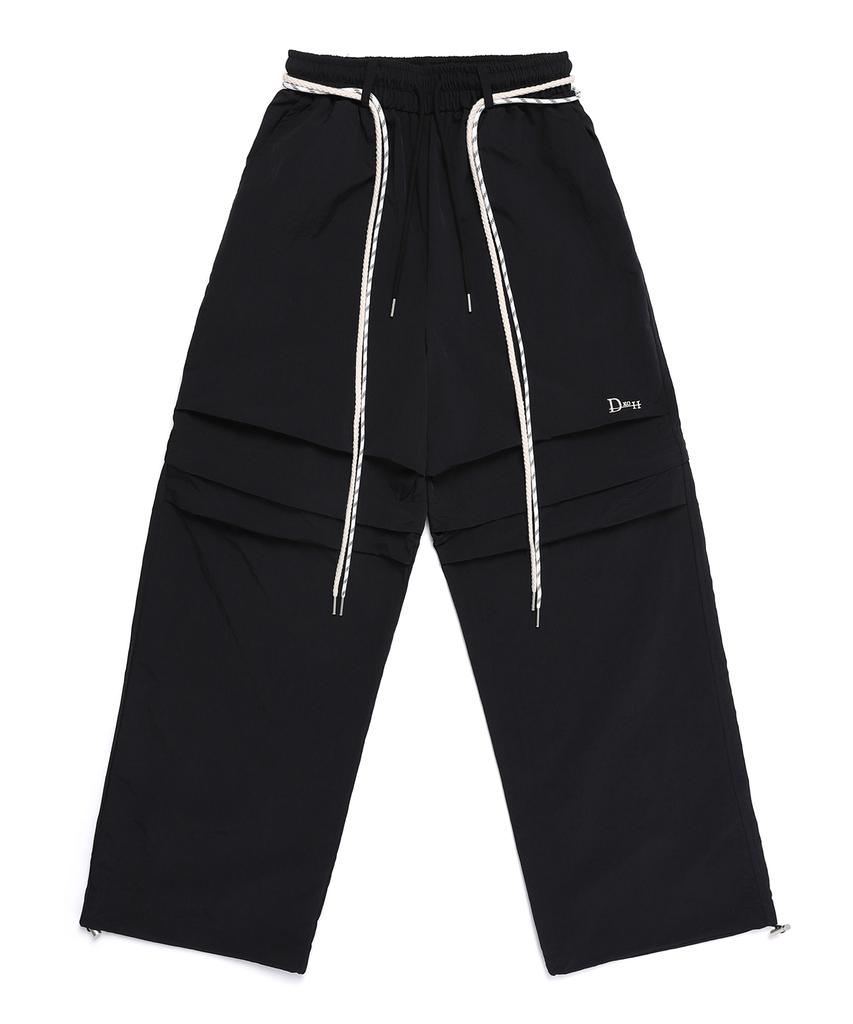 D So H Nylon Knee Zipper Pants Black