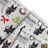 Kawaii Cats Shower CurtainBlack Cat Print for Bathroom Decor Pretty Kitty Fun Design Music and Fruit Love Quotes White Backgroun