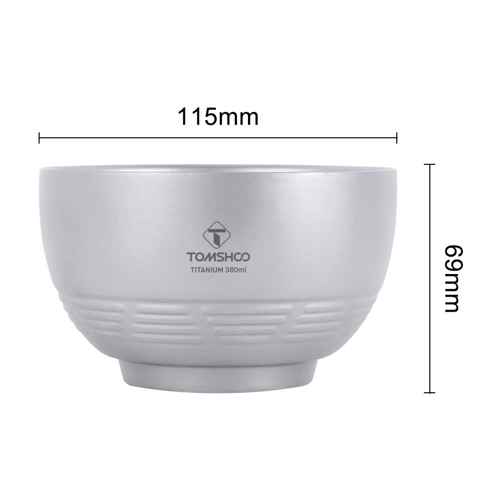 

TOMSHOO 380ml Camping Cookware Titanium Bowl Outdoor Multifunctional Bowl Double Walled Heat Resistant Ultralight Portable Table