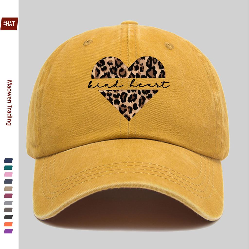 Pc Leopard Print HeartShaped Baseball Cap Cute Printed Fashion Decorative Hat Trucker Papa Hat Comfortable and Lightweight