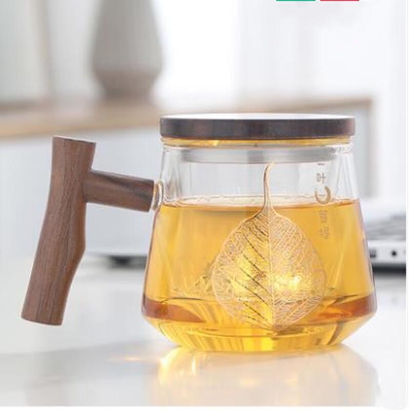 Wooden Handle Glass Teacup