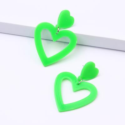 Yousheng 1 Pair Stud Earrings Lightweight Heart Acrylic Pendant Earrings Hypoallergenic Colorful Simple for Women