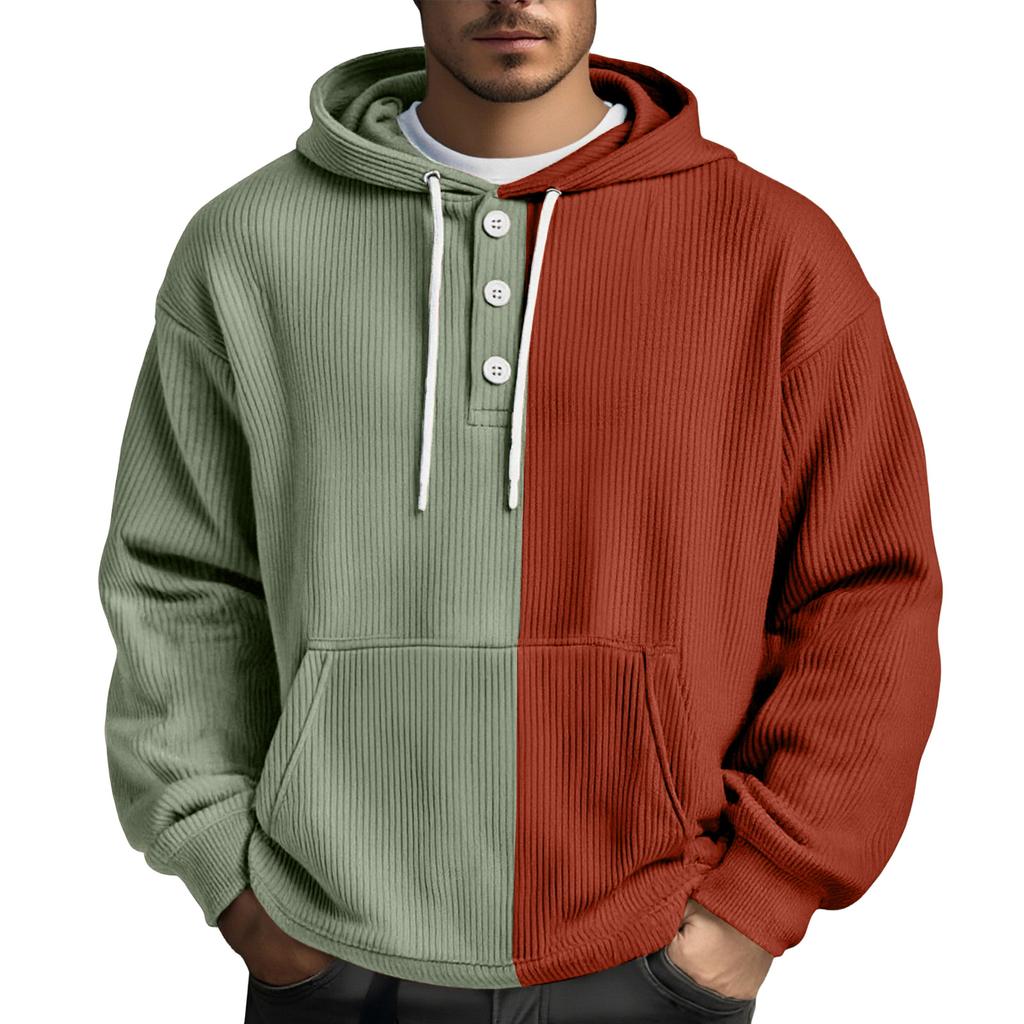 Men's Leisure Loose Three Clicks Color Clashing Hooded Hood Hoodie