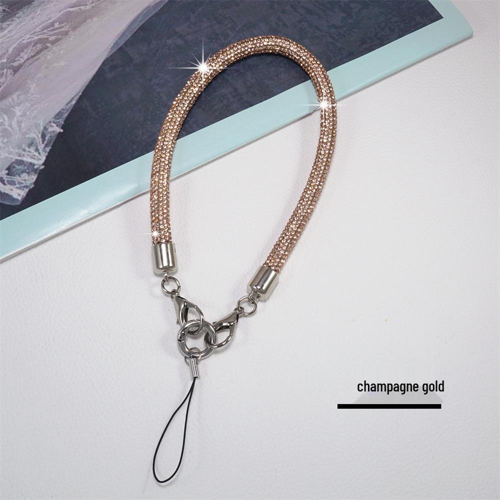 Luxury Rhinestone Phone Lanyard: 0.8CM Anti-Lost Wrist Keychain and Bag Chain
