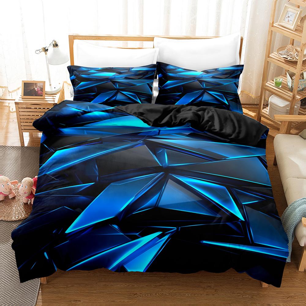 3D Geometric Bedding Set Abstract  Cool Blue Black Home Textiles Single Twin Queen King Size Bedding Sets Home Decor