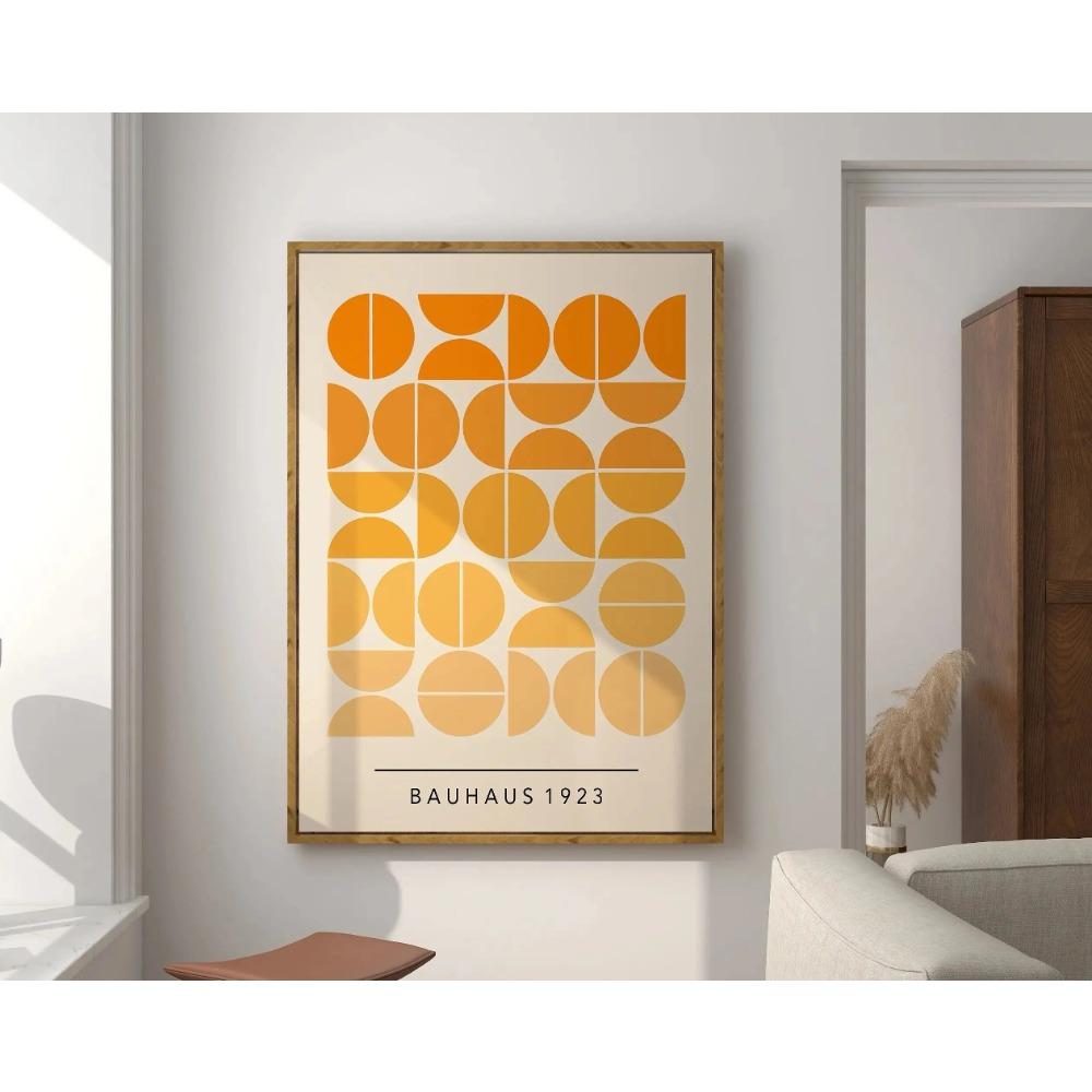 Mid Century Bauhaus Poster Geometric Wall Art Canvas Prints Living Room Bedroom Bright Colourful Artwork for Home Decor