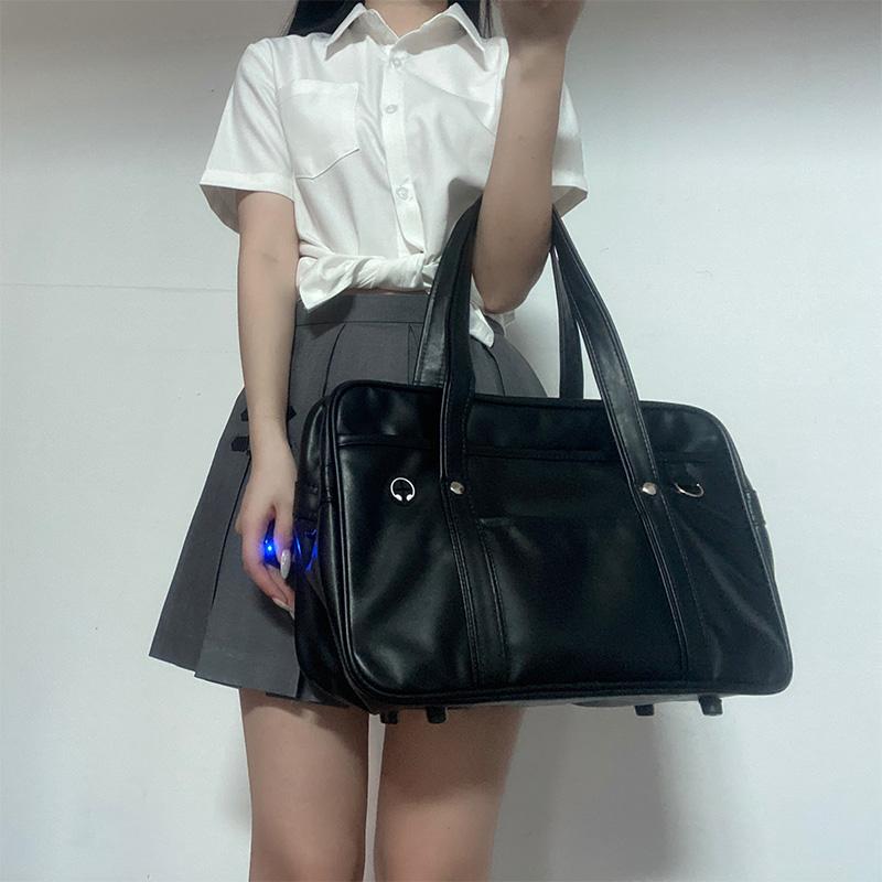 Student JK Handbag Waterproof PU Leather Single Shoulder Uniform Bag for Men And Women Official Document Commuter Bag