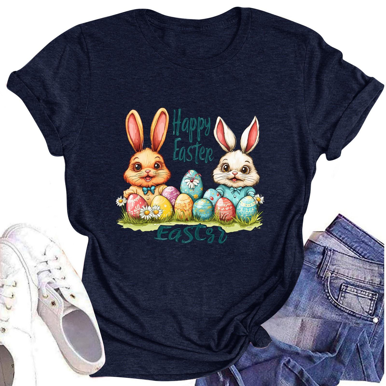 

Женский топ с круглым вырезом, повседневный принт, футболка с короткими рукавами L тёмно-синий