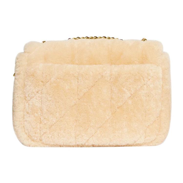 New COACH Pillow Shearling Plush With Smooth Leather Portable Crossbody Bag, Shoulder Bag Women's Ecru CE721-B4NA