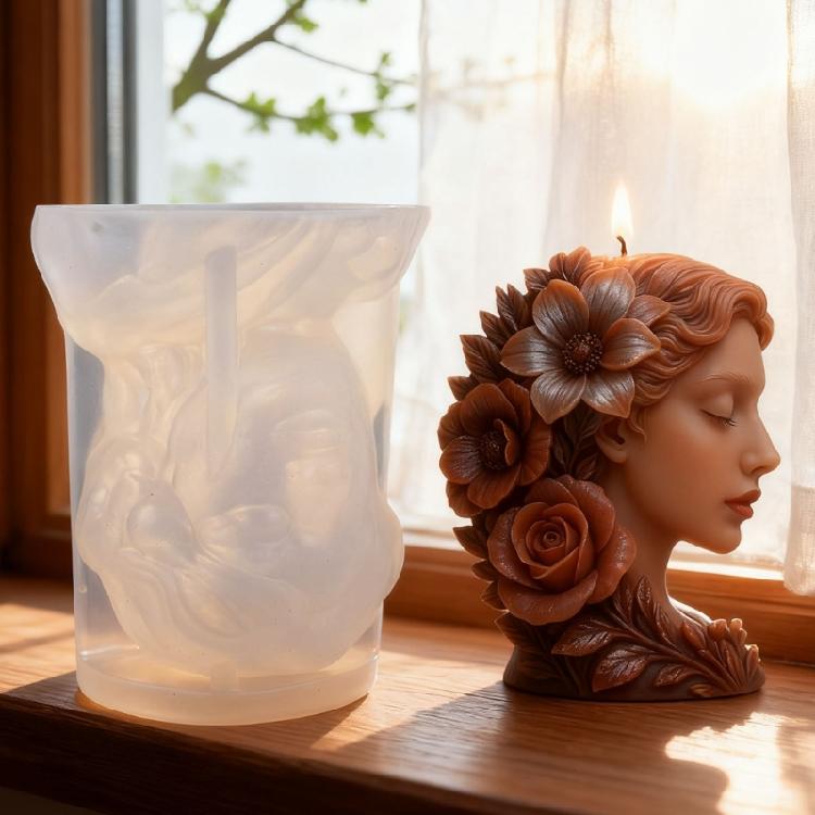 Flower Girl Silicone Candle Mold Easy Demolding Heat Resistant for Epoxy Resin Making Candle Soap Holiday Present