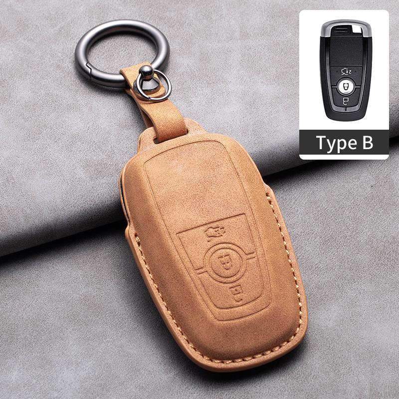 Styling Mouldings Sheepskin Car Key Cover Case for Ford Maverick Focus Edge Explorer Everest Fusion Mondeo Mustang Raptor Bronco