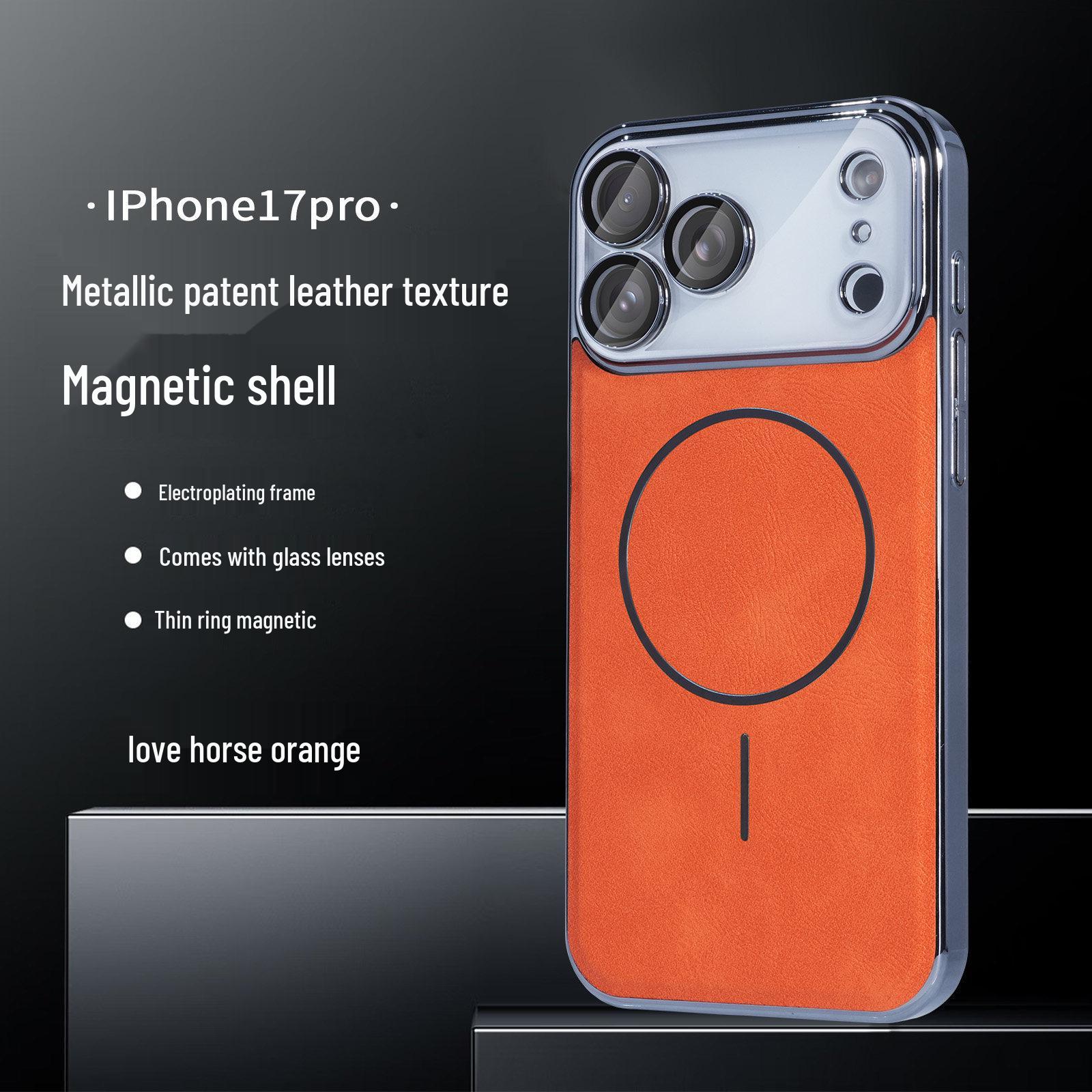 

Magnetic Leather Texture Metal Paint Phone Case for iPhone 17 Pro Max, 16 Pro & Apple 15 16