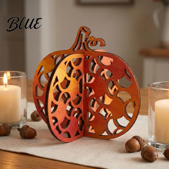 Autumn Housewarming Gifts Carved Ornament Pumpkin Vintage Decor Thanksgiving Wooden Striped Hollow Farmhouse Fall Room Accessories for Home