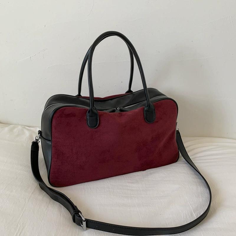 Faux Suede Solid Color High Quality Fashionable Versatile Handbag 2025 Women's Product Hot Selling Large Capacity Shoulder Bag