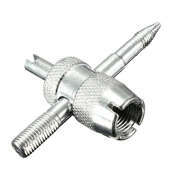 Car Truck Bike 4-Way Tire Valve Repair Tool Tyre Accessory with 4 Valve Cores